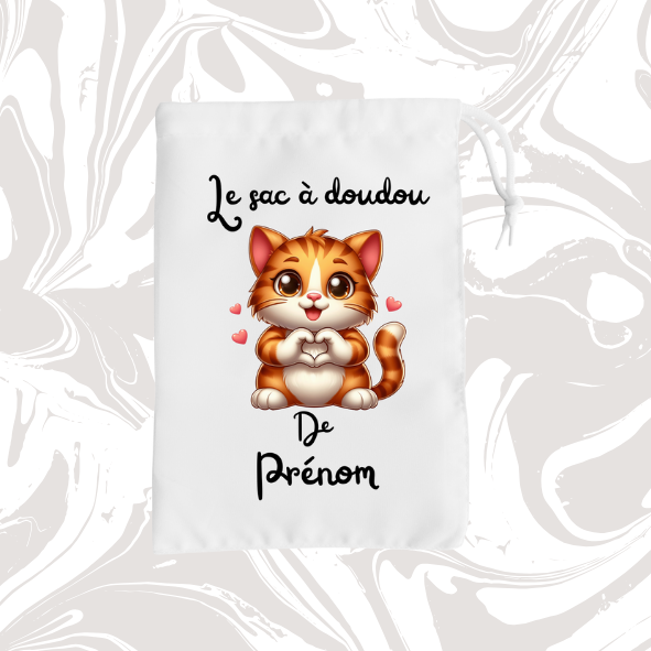 👉 Sac à doudou personnalisable chaton 🐱 – avec prénom