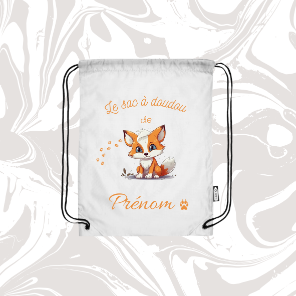 👉 Sac à doudou personnalisable renard 🦊 – avec prénom