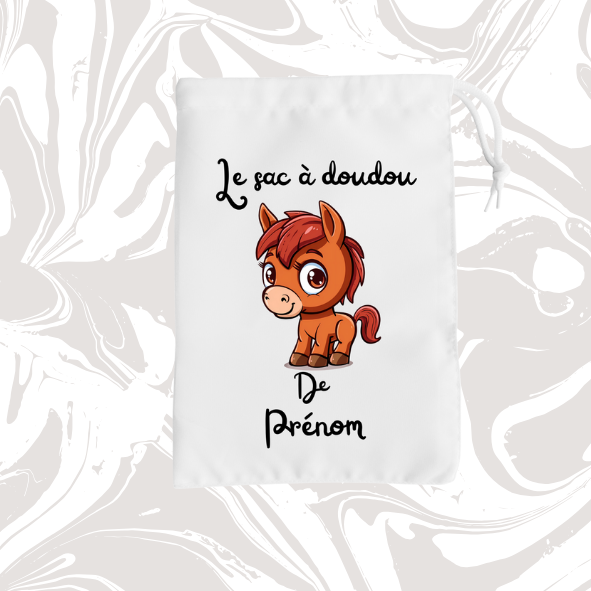 👉 Sac à doudou personnalisable cheval 🐴 – avec prénom