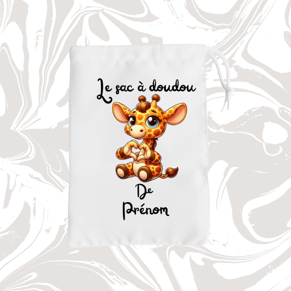 👉 Sac à doudou personnalisable girafe 🦒 – avec prénom