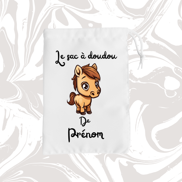 👉 Sac à doudou personnalisable cheval 🐴 – avec prénom