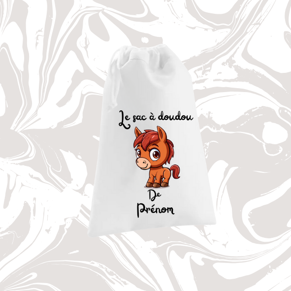 👉 Sac à doudou personnalisable cheval 🐴 – avec prénom