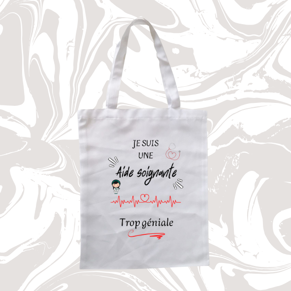 👉 Tote bag aide-soignante – "Trop géniale" 💖