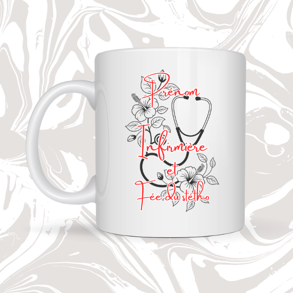 👉 Mug infirmière personnalisé – Fée du stétho ✨