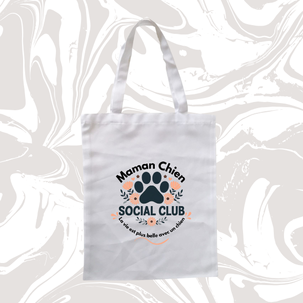 👉 Tote bag "Maman Chien – Social Club" 🐶