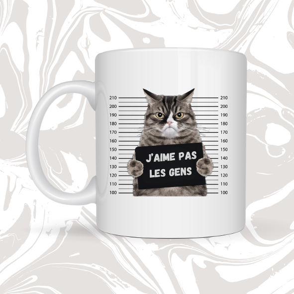 👉 Mug chat humour "J’aime pas les gens" 🐱☕ – cadeau fun