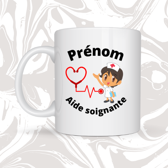 👉 Mug personnalisable – Aide-soignante 👩⚕️❤️