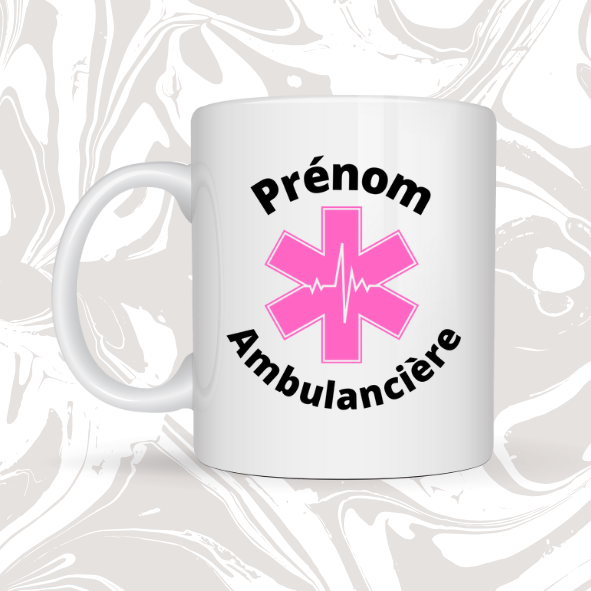 👉 Mug personnalisable Ambulancière – "Prénom" 🚑