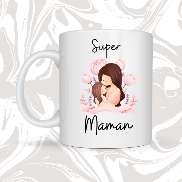 🌸 Mug cadeau "Super Maman" – Tendresse et amour 💖