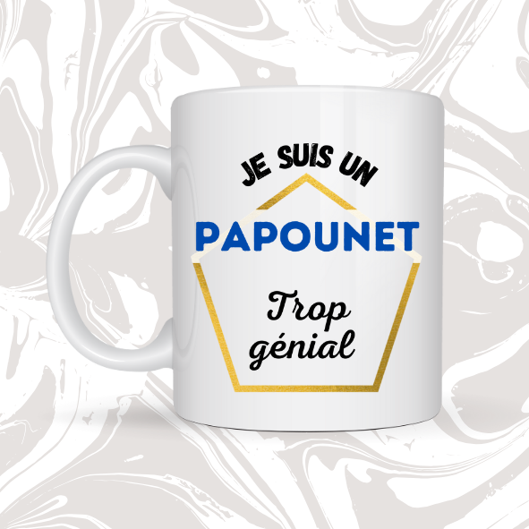 💙 Mug cadeau "Papounet trop génial" – Humour & Tendresse 🎁