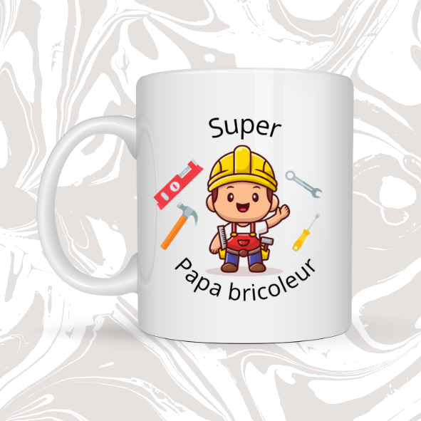 🔨 Mug cadeau "Super Papa Bricoleur" – Le roi du bricolage 🧰