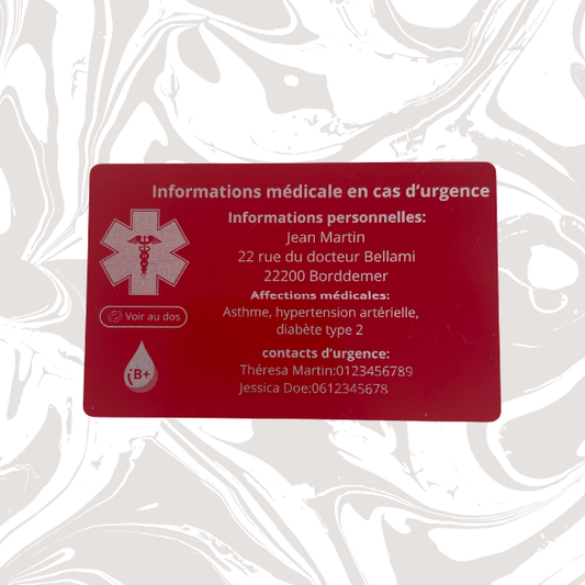 Carte d’Urgence Médicale Personnalisée – Format Carte Bancaire