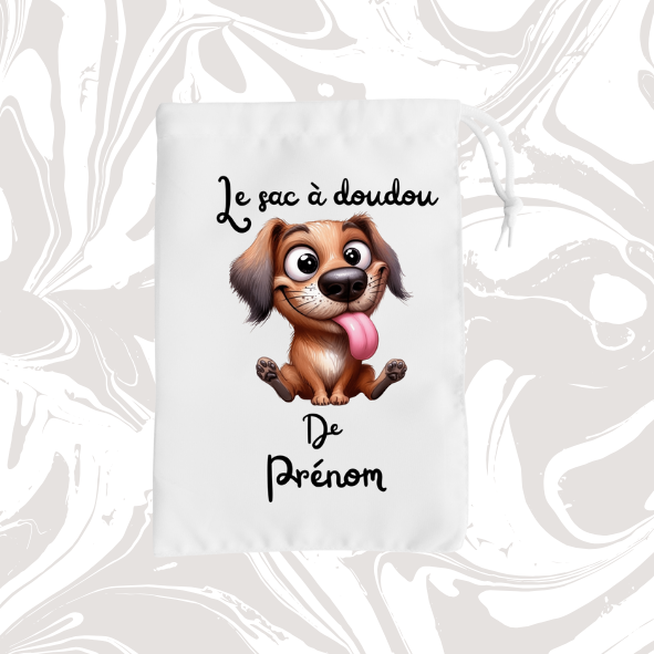 👉 Sac à doudou personnalisable chien 🐶 – avec prénom