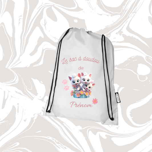 👉 Sac à doudou personnalisable chatons 🐱🌸 – avec prénom