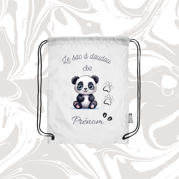 👉 Sac à doudou personnalisable panda 🐼 – avec prénom