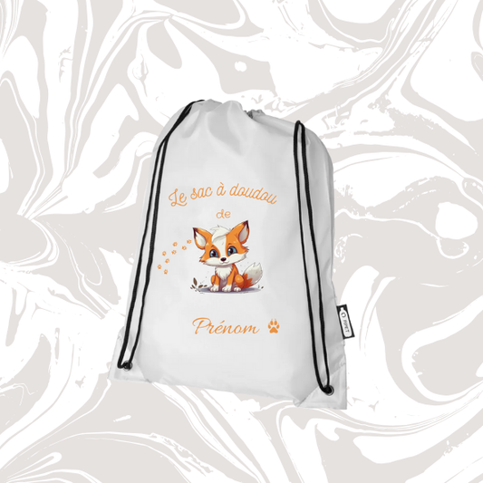 👉 Sac à doudou personnalisable renard 🦊 – avec prénom