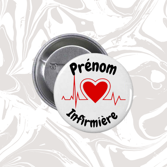 👉 Badge prénom personnalisable “Infirmière cœur ECG”