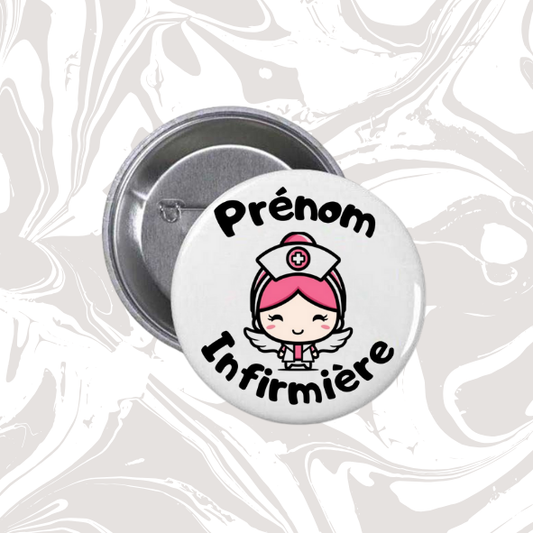 👉 Badge prénom personnalisable “Infirmière kawaii ange”