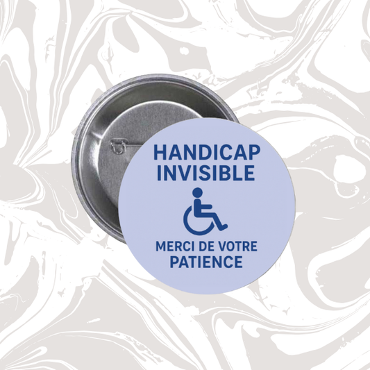 👉 Badge “Handicap invisible – Merci de votre patience” (Bleu clair)