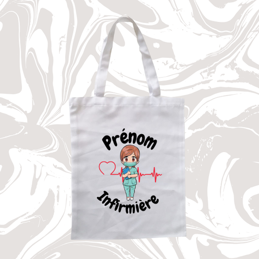 👉 Tote bag infirmière personnalisable – Ajoutez votre prénom