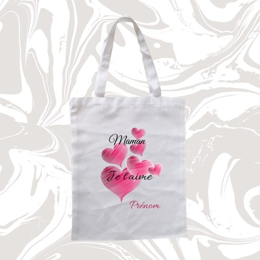 👉 Tote bag personnalisé – "Maman je t’aime" 💕