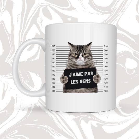 👉 Mug chat humour "J’aime pas les gens" 🐱☕ – cadeau fun