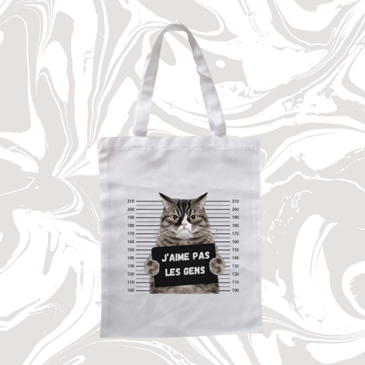 👉 Tote bag chat humour "J’aime pas les gens" 🐱👜 – sac cabas original