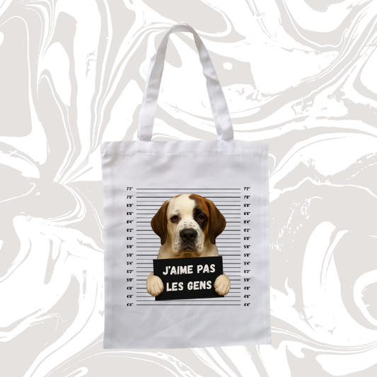👉 Tote bag chien humour "J’aime pas les gens" 🐕👜 – sac cabas original et fun