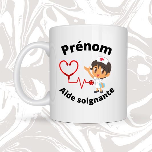 👉 Mug personnalisable – Aide-soignante 👩‍⚕️❤️