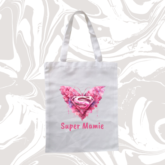 👉 Tote bag "Super Mamie" 💖 – Sac pratique et plein d’amour
