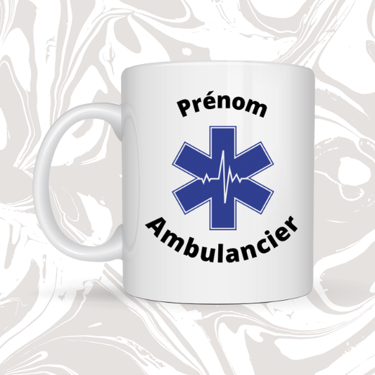 👉 Mug personnalisable Ambulancier – "Prénom" 🚑