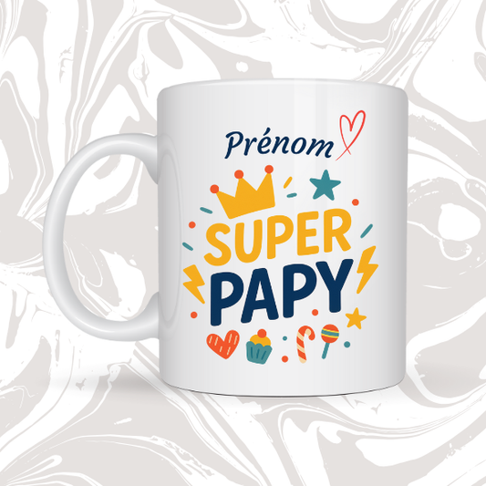 👑 Mug "Super Papy" – Cadeau tendre et amusant 💛