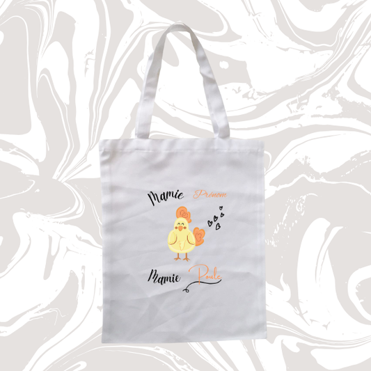 👉 Tote bag personnalisé – "Mamie Poule" 🐔