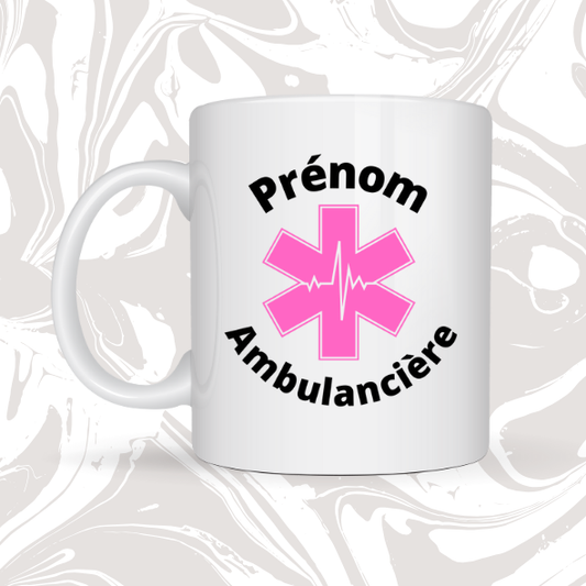 👉 Mug personnalisable Ambulancière – "Prénom" 🚑