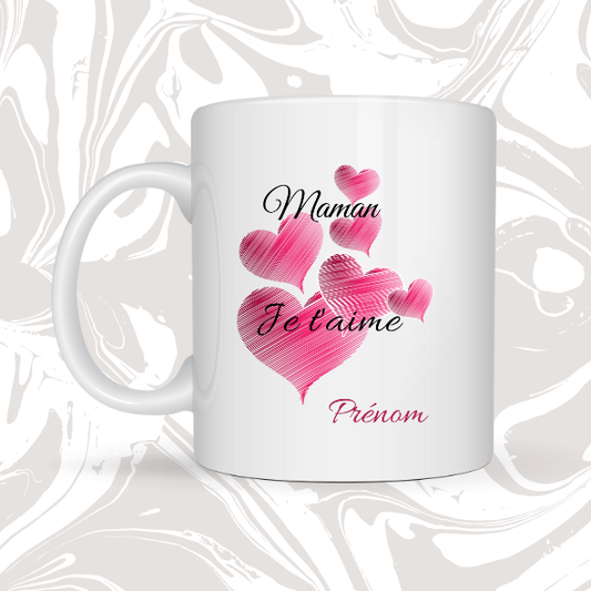 💖 Mug personnalisé "Maman je t’aime" – Cadeau rempli d’amour 🌸