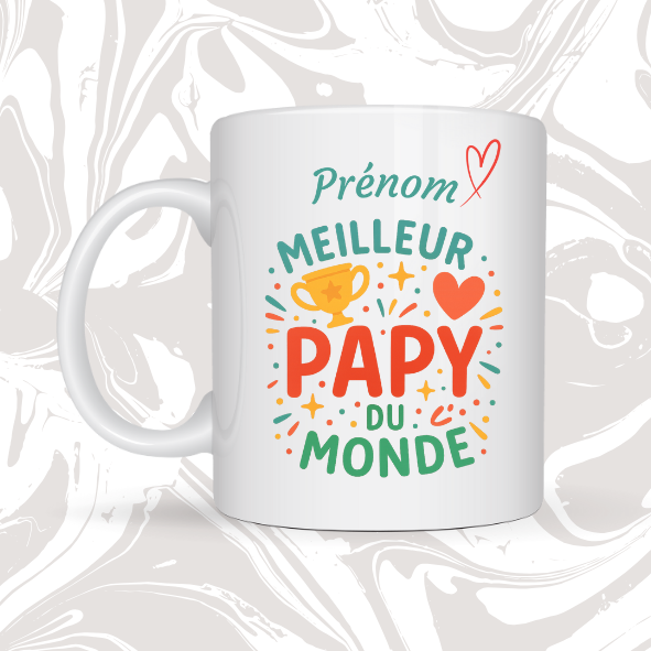 🏆 Mug "Meilleur Papy du Monde" – Cadeau unique et affectueux 💙