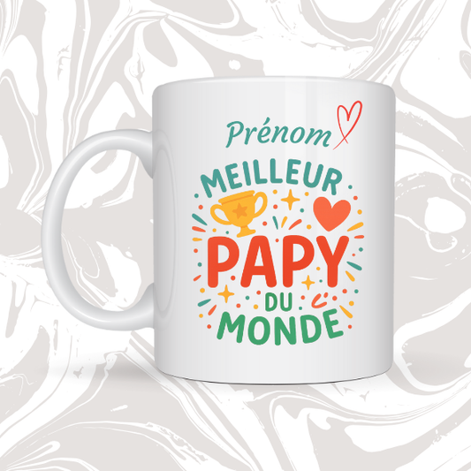 🏆 Mug "Meilleur Papy du Monde" – Cadeau unique et affectueux 💙