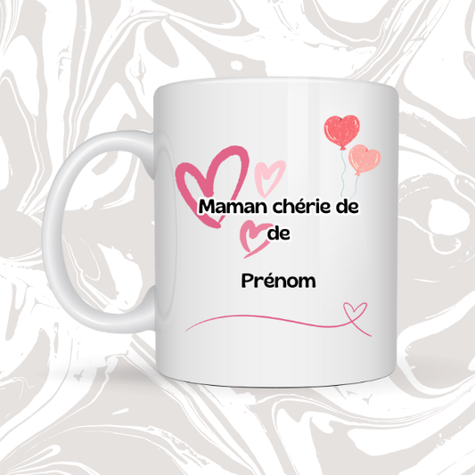 ☕ Mug personnalisé "Maman chérie de [Prénom]" – Cadeau unique et tendre 💖