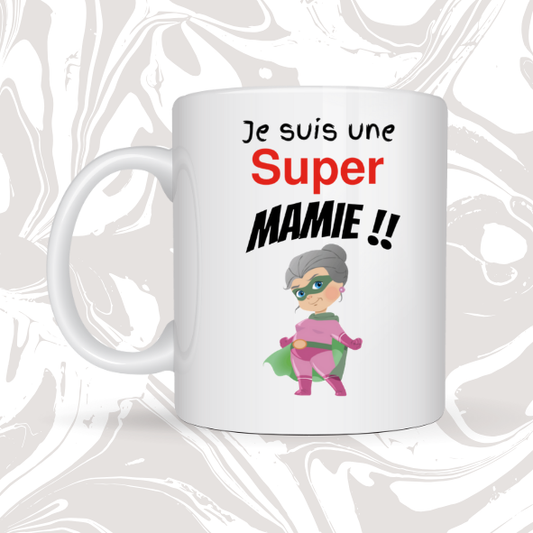 🦸‍♀️ Mug cadeau "Super Mamie" – Héroïne du quotidien 💪