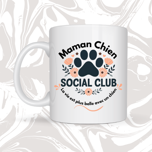 🐶 Mug cadeau "Maman Chien – Social Club" 💕