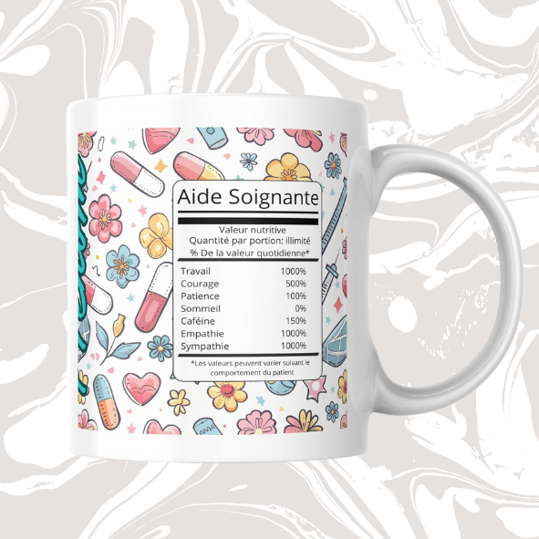 👉 Mug personnalisable – Aide Soignante 💉☕