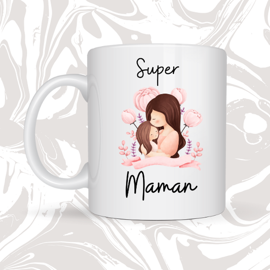 🌸 Mug cadeau "Super Maman" – Tendresse et amour 💖