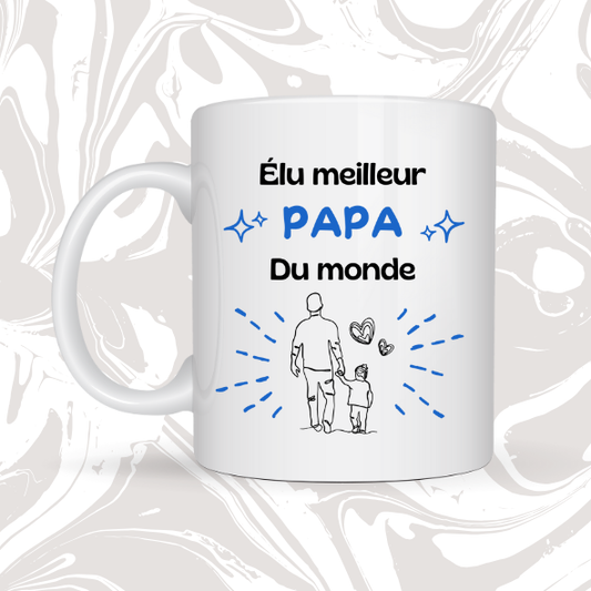 ⭐ Mug cadeau "Élu meilleur papa du monde" 💙