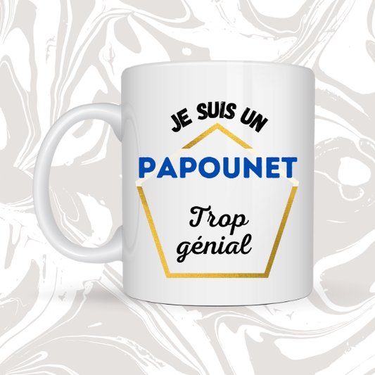 💙 Mug cadeau "Papounet trop génial" – Humour & Tendresse 🎁