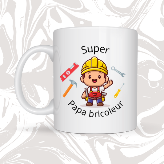 🔨 Mug cadeau "Super Papa Bricoleur" – Le roi du bricolage 🧰