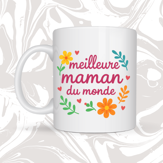 💐 Mug cadeau "Meilleure maman du monde" 🌸 – Douce attention pour maman