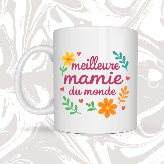🌸 Mug cadeau "Meilleure mamie du monde" 💕 – Tendresse et douceur