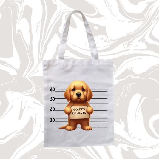 🐾 Tote Bag "Golden Retriever – Mugshot" 🎒