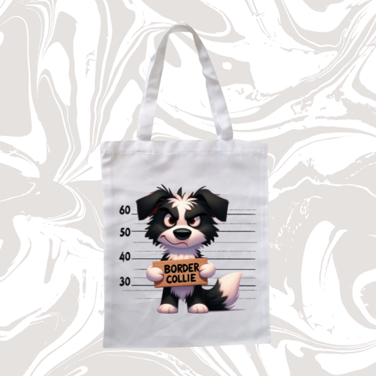 🐾 Tote Bag "Border Collie – Mugshot" 🎒