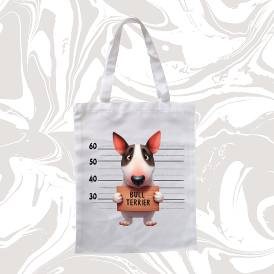 🐾 Tote Bag "Bull Terrier – Mugshot" 🎒